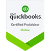 A green and white badge for quickbooks online